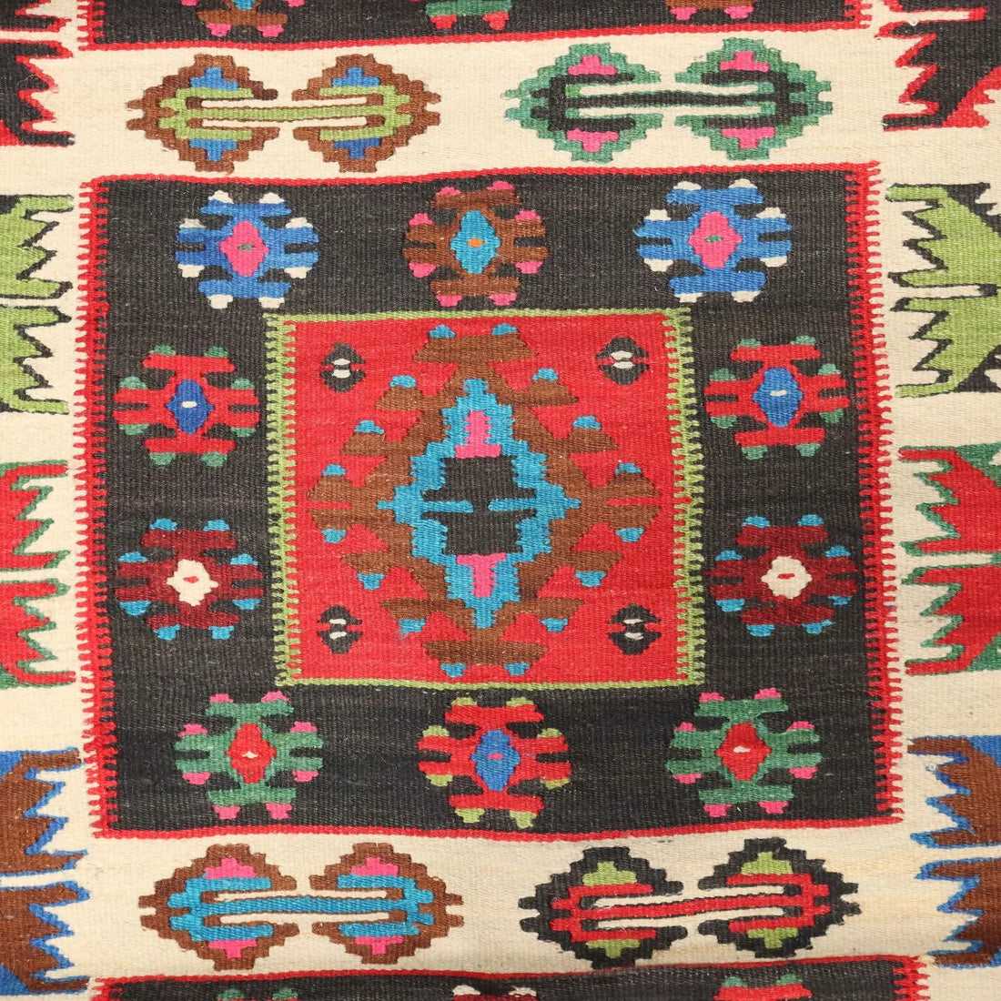 Antique Kilim Carpet Wool Thin Knot Handmade 90 x 35 In