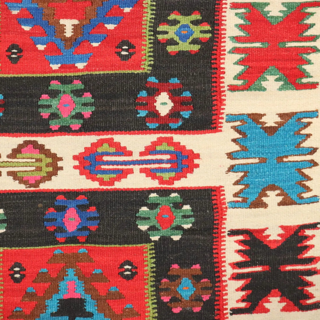 Antique Kilim Carpet Wool Thin Knot Handmade 90 x 35 In