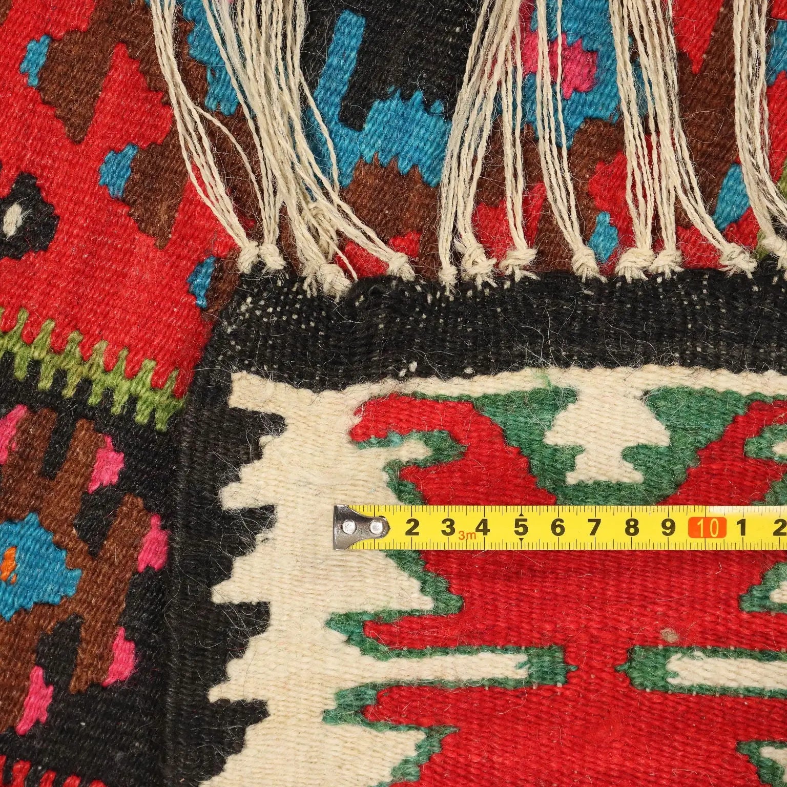 Antique Kilim Carpet Wool Thin Knot Handmade 90 x 35 In