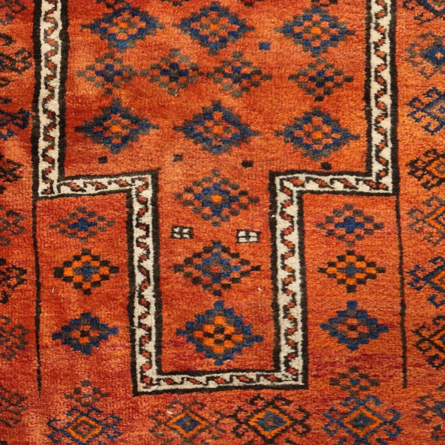 Antique Asian Carpet Wool Thin Knot Handmade 55 x 31 In