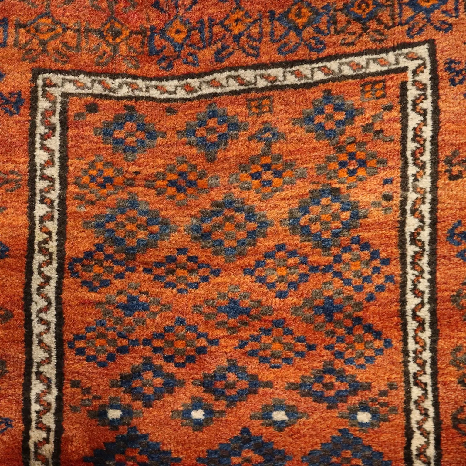 Antique Asian Carpet Wool Thin Knot Handmade 55 x 31 In