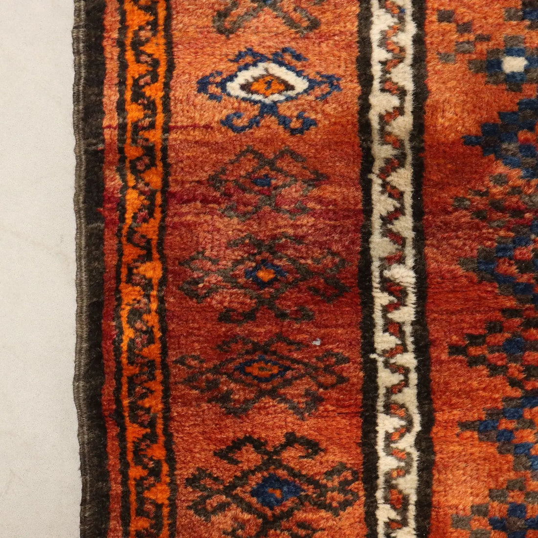 Antique Asian Carpet Wool Thin Knot Handmade 55 x 31 In