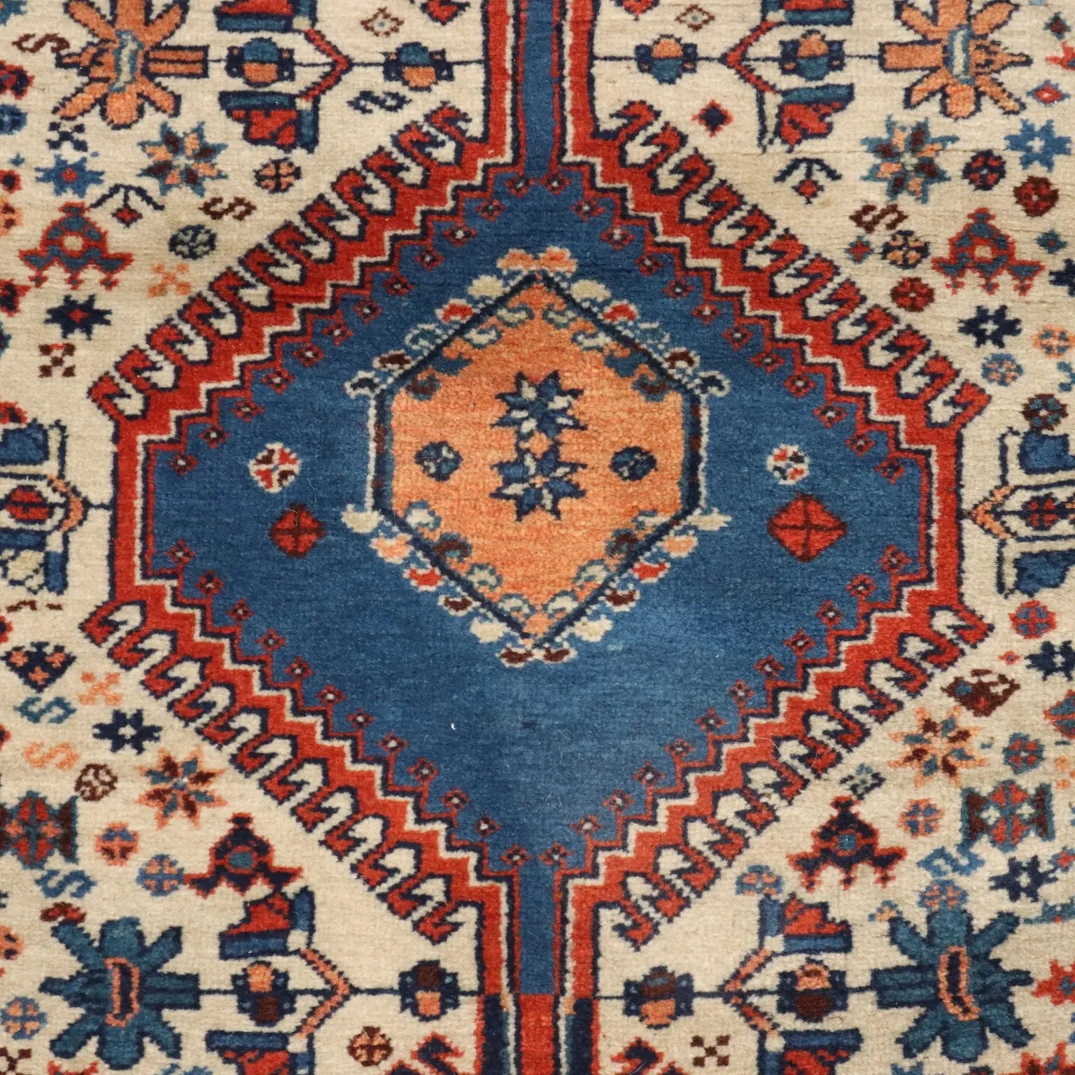 Antique Asian Carpet Wool Thin Knot Handmade 72 x 33 In