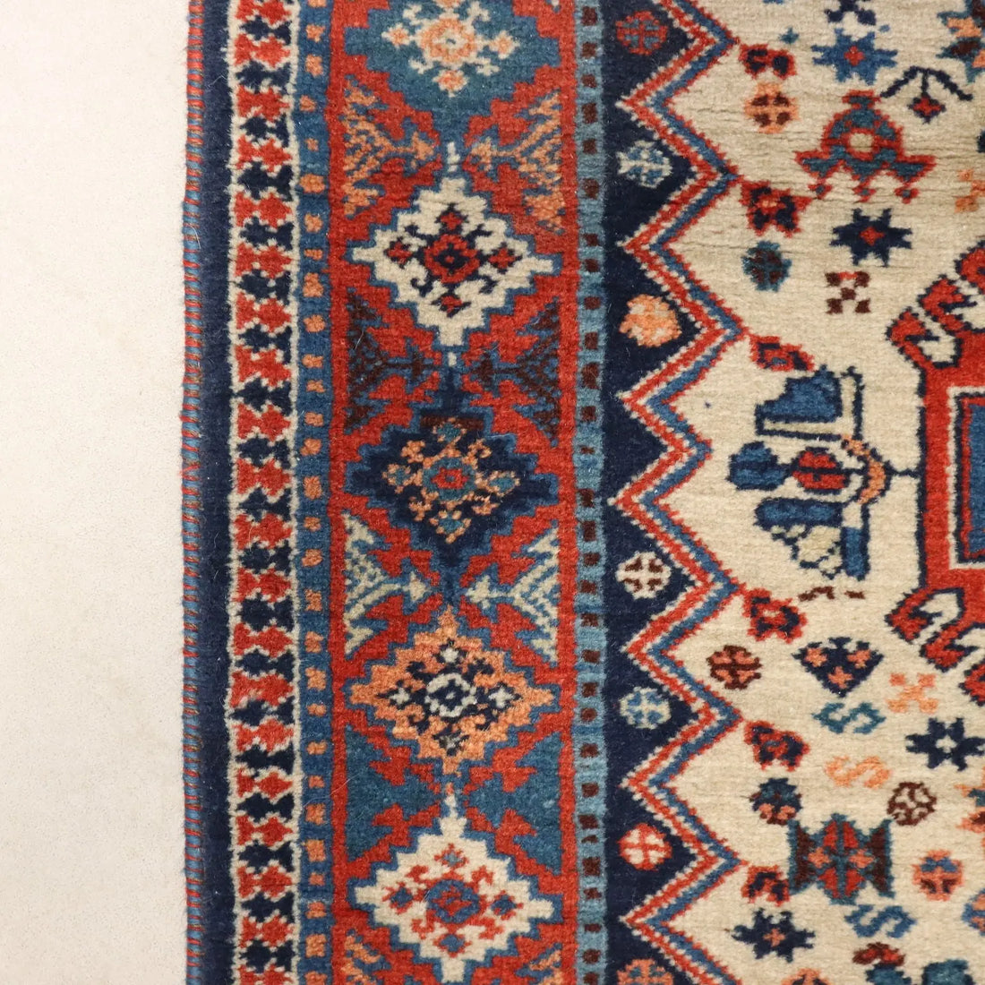 Antique Asian Carpet Wool Thin Knot Handmade 72 x 33 In