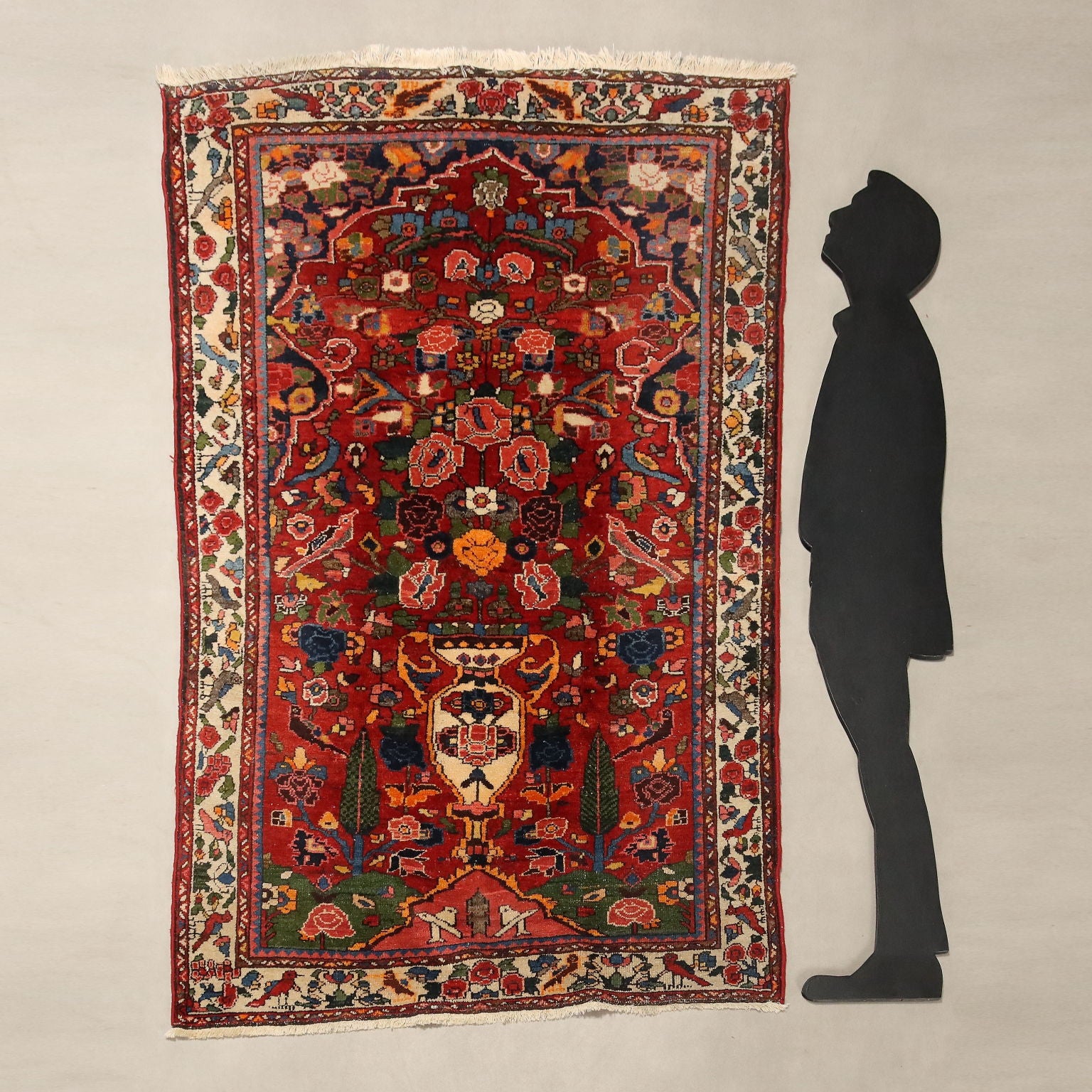 Antique Asian Carpet Cotton Wool Heavy Knot 79 x 55 In