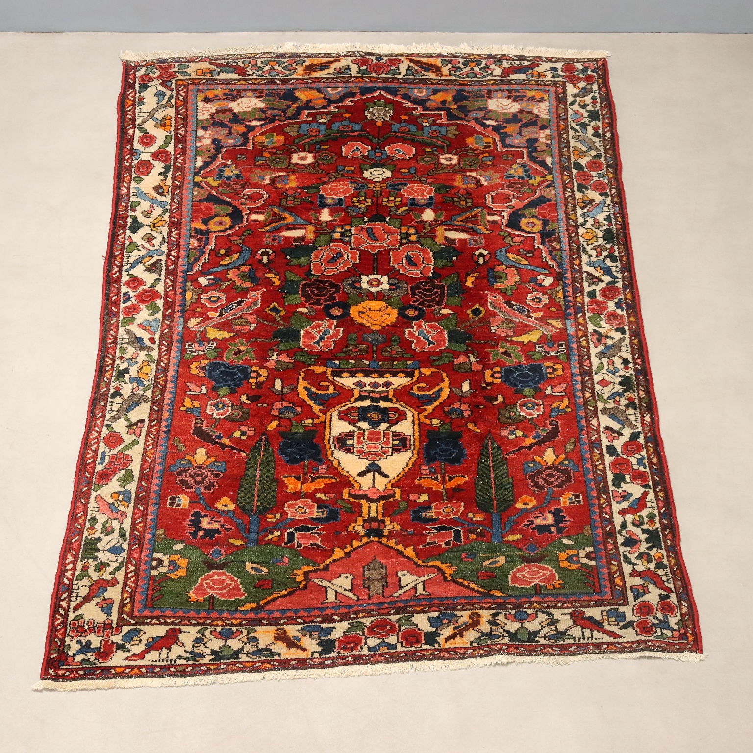 Antique Asian Carpet Cotton Wool Heavy Knot 79 x 55 In