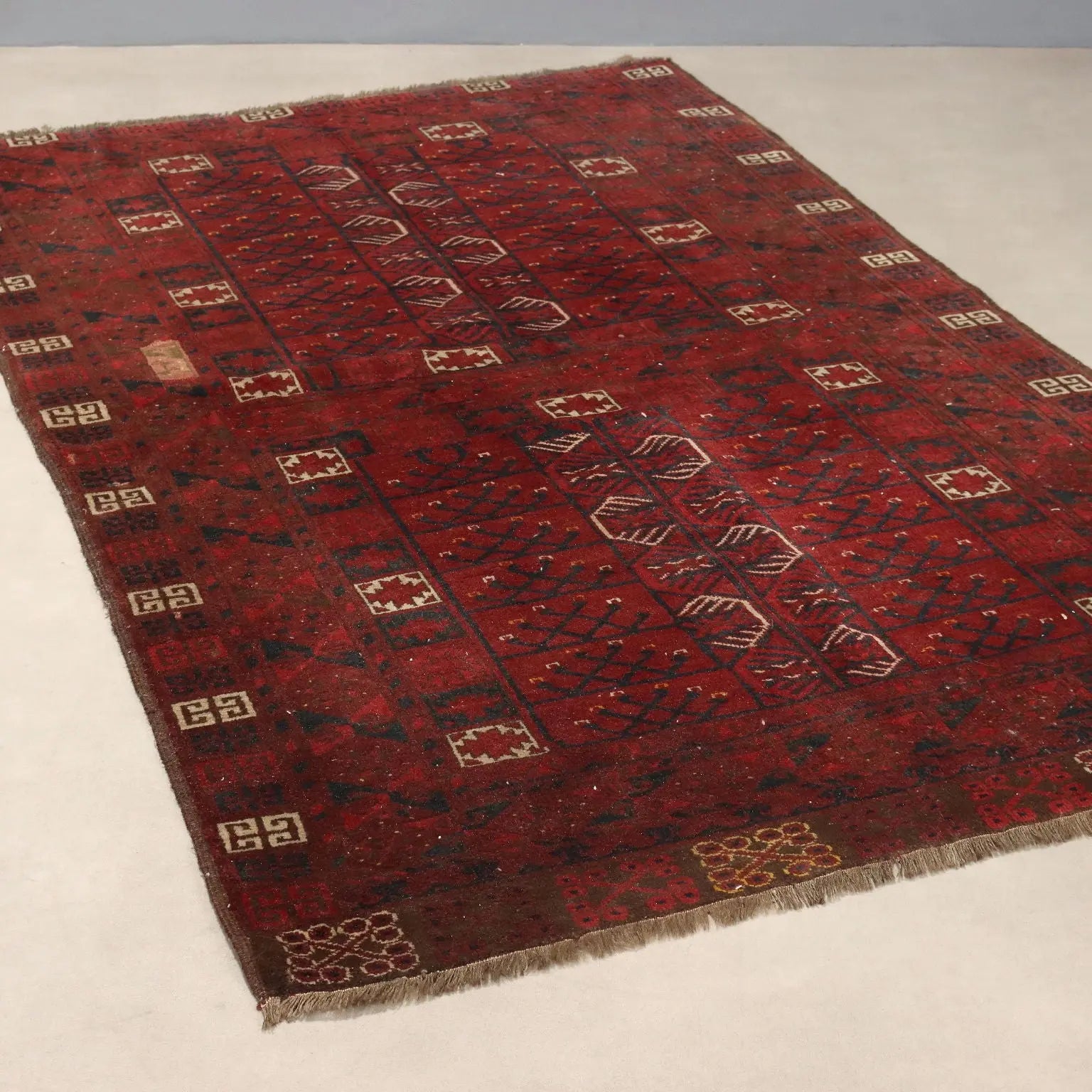 Antique Asian Carpet Wool Heavy Knot Handmade 82 x 51 In