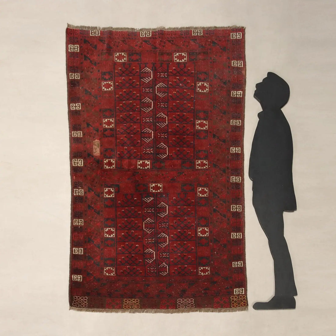 Antique Asian Carpet Wool Heavy Knot Handmade 82 x 51 In
