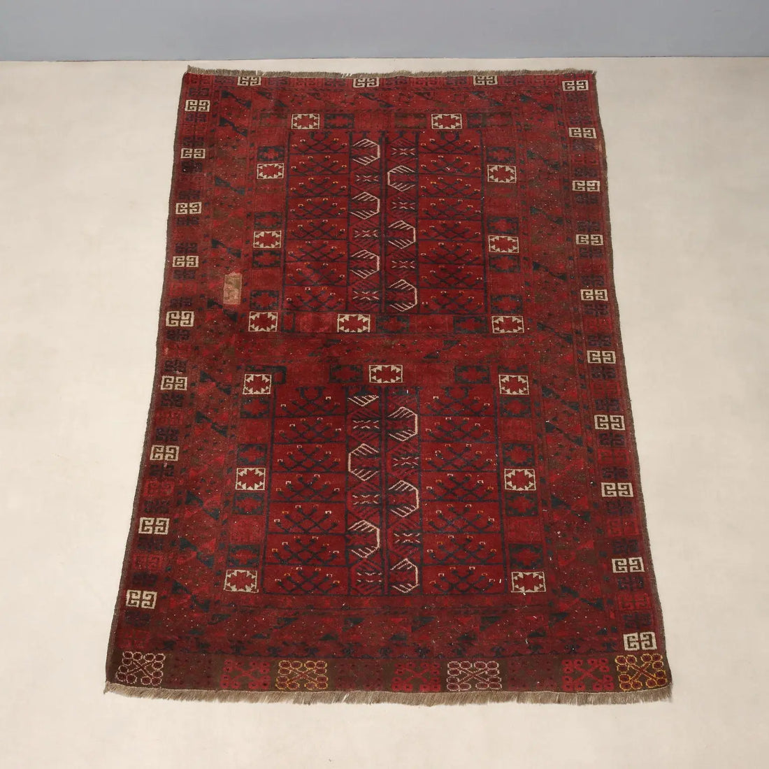 Antique Asian Carpet Wool Heavy Knot Handmade 82 x 51 In