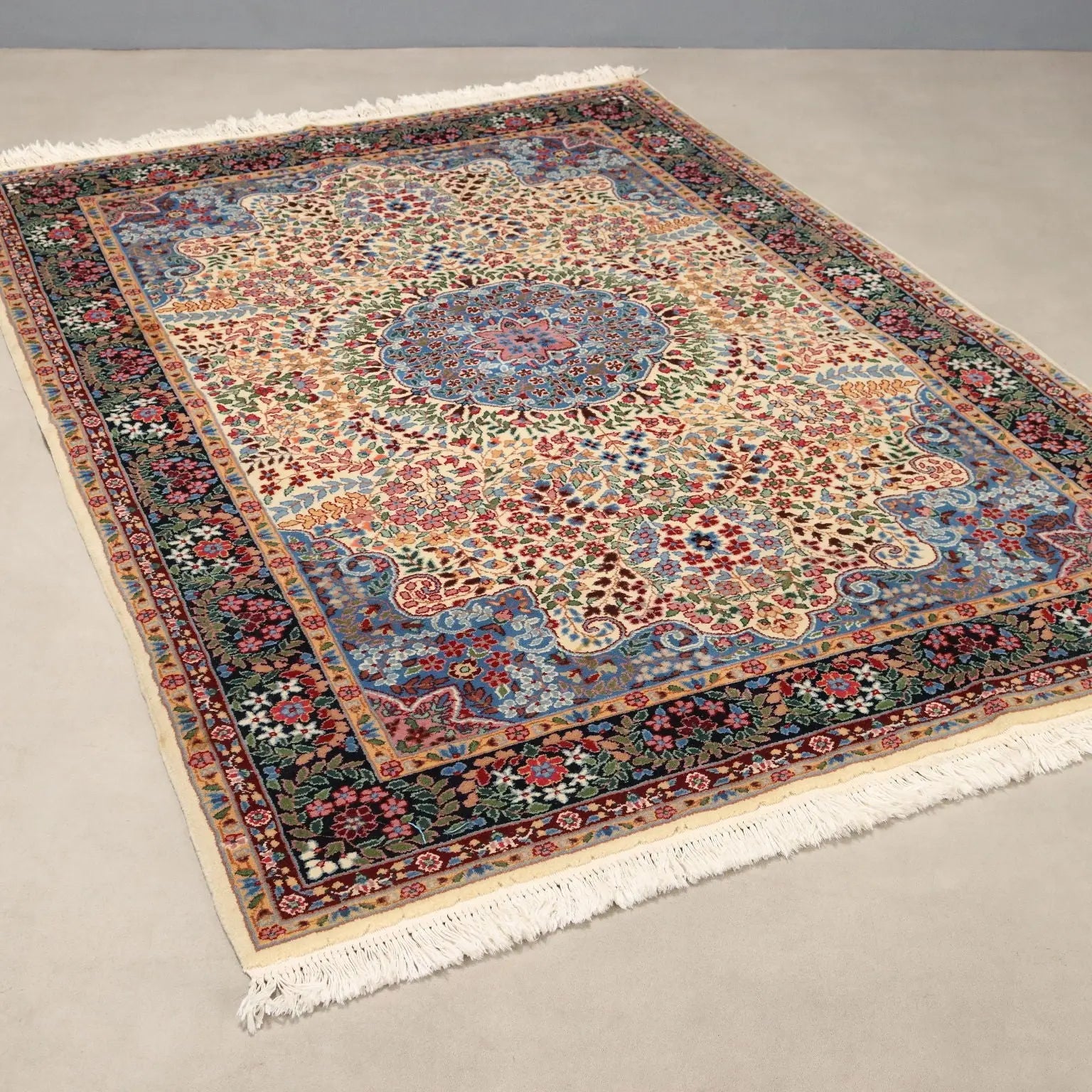 Antique Berkana Carpet Cotton Wool Thin Knot China 78 x 54 In