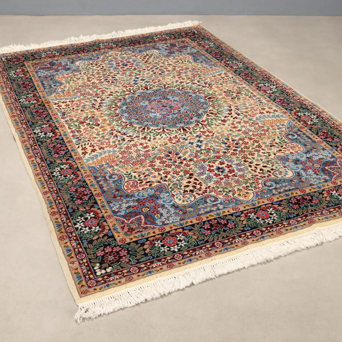 Antique Berkana Carpet Cotton Wool Thin Knot China 78 x 54 In