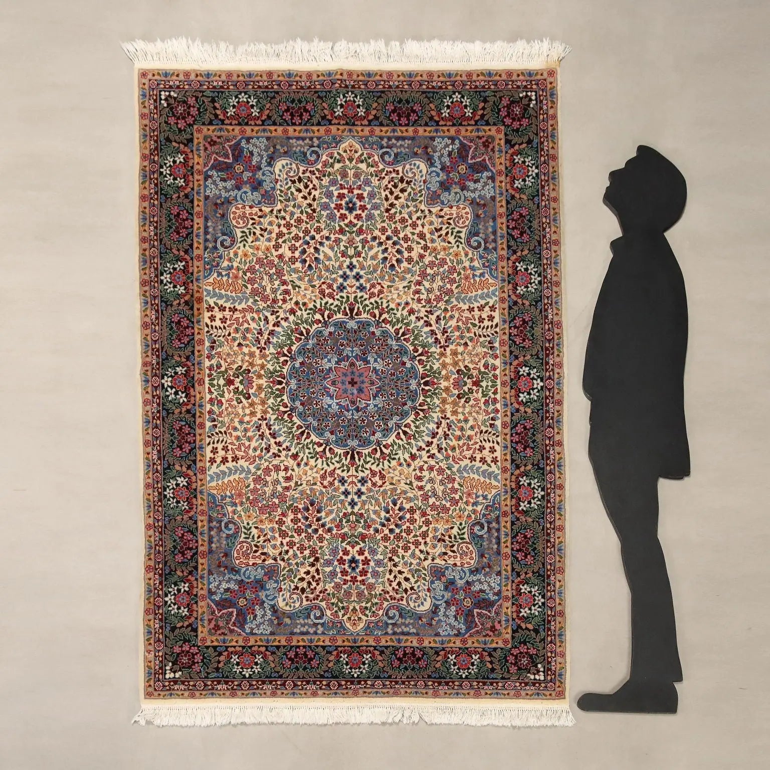 Antique Berkana Carpet Cotton Wool Thin Knot China 78 x 54 In