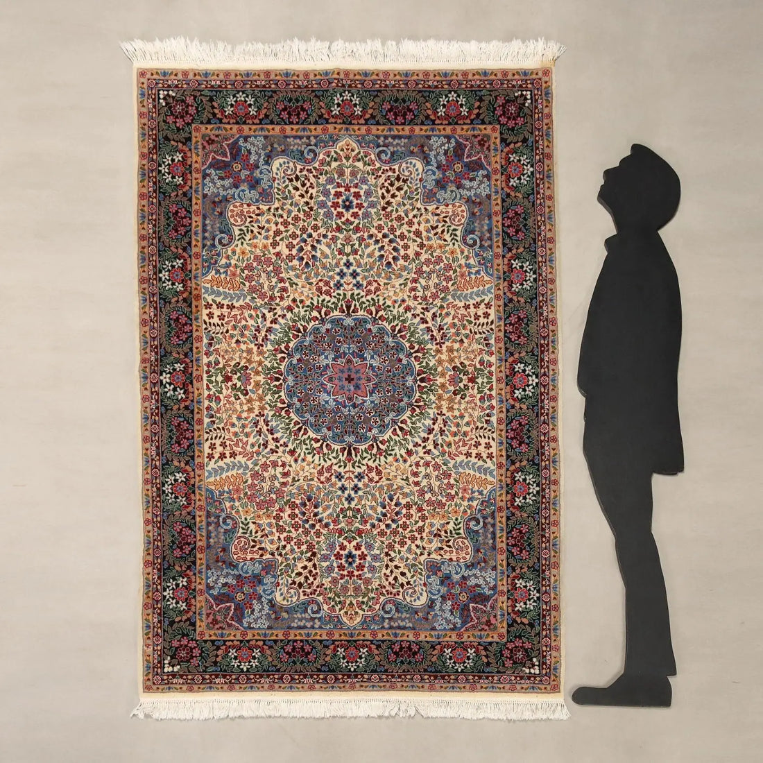 Antique Berkana Carpet Cotton Wool Thin Knot China 78 x 54 In