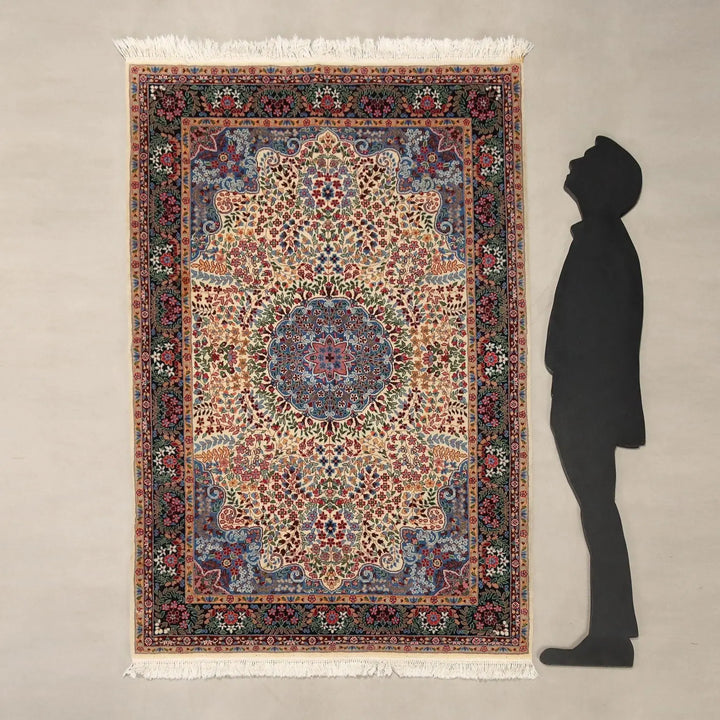 Antique Berkana Carpet Cotton Wool Thin Knot China 78 x 54 In