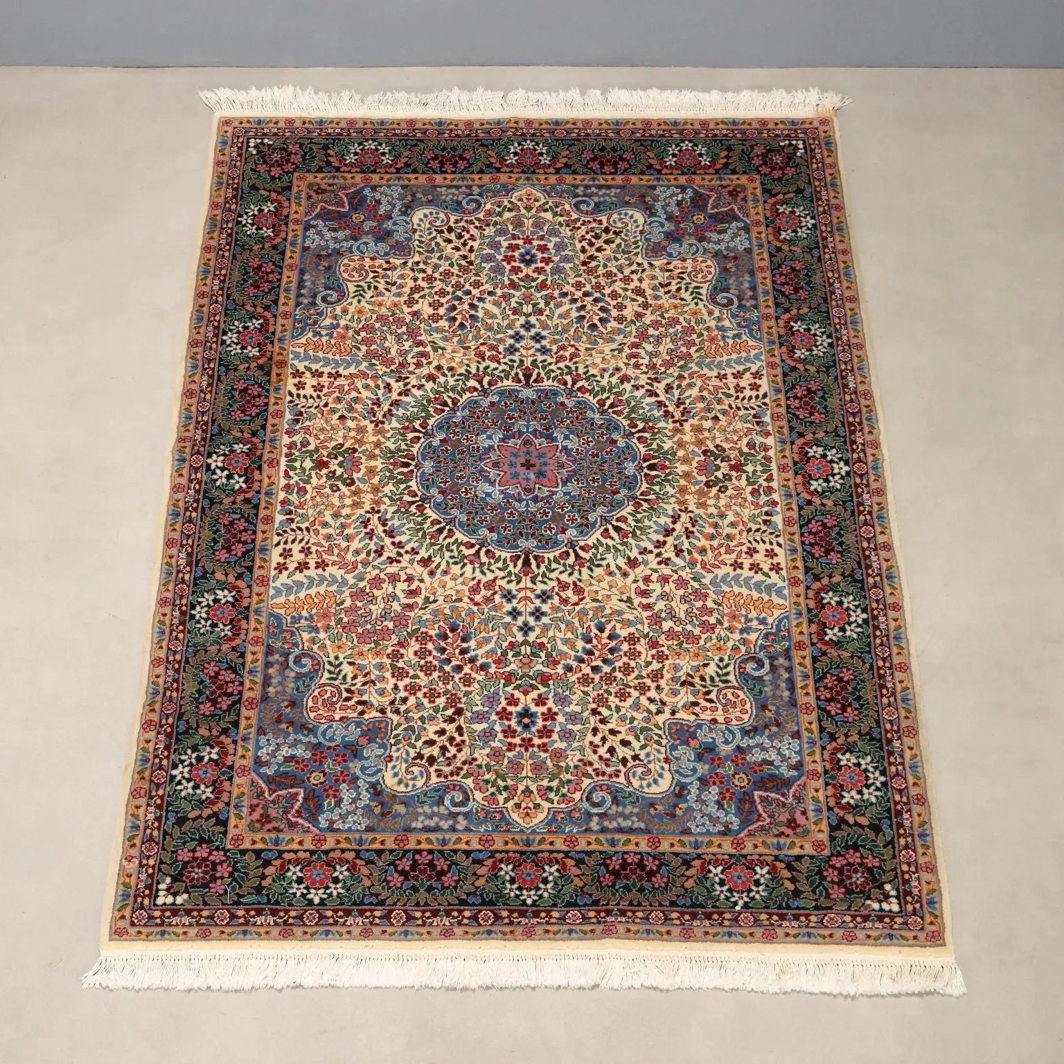 Antique Berkana Carpet Cotton Wool Thin Knot China 78 x 54 In