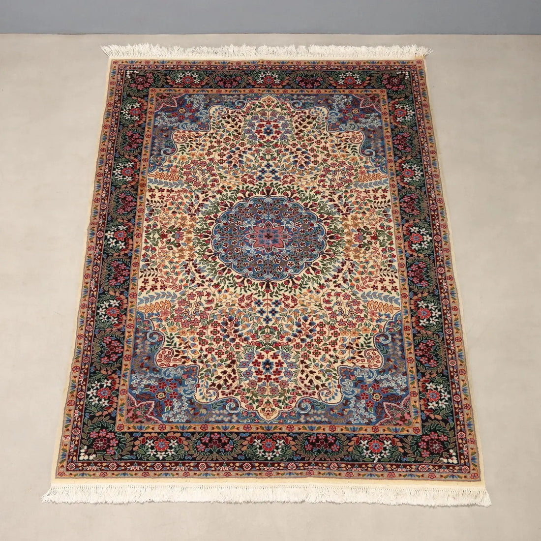 Antique Berkana Carpet Cotton Wool Thin Knot China 78 x 54 In