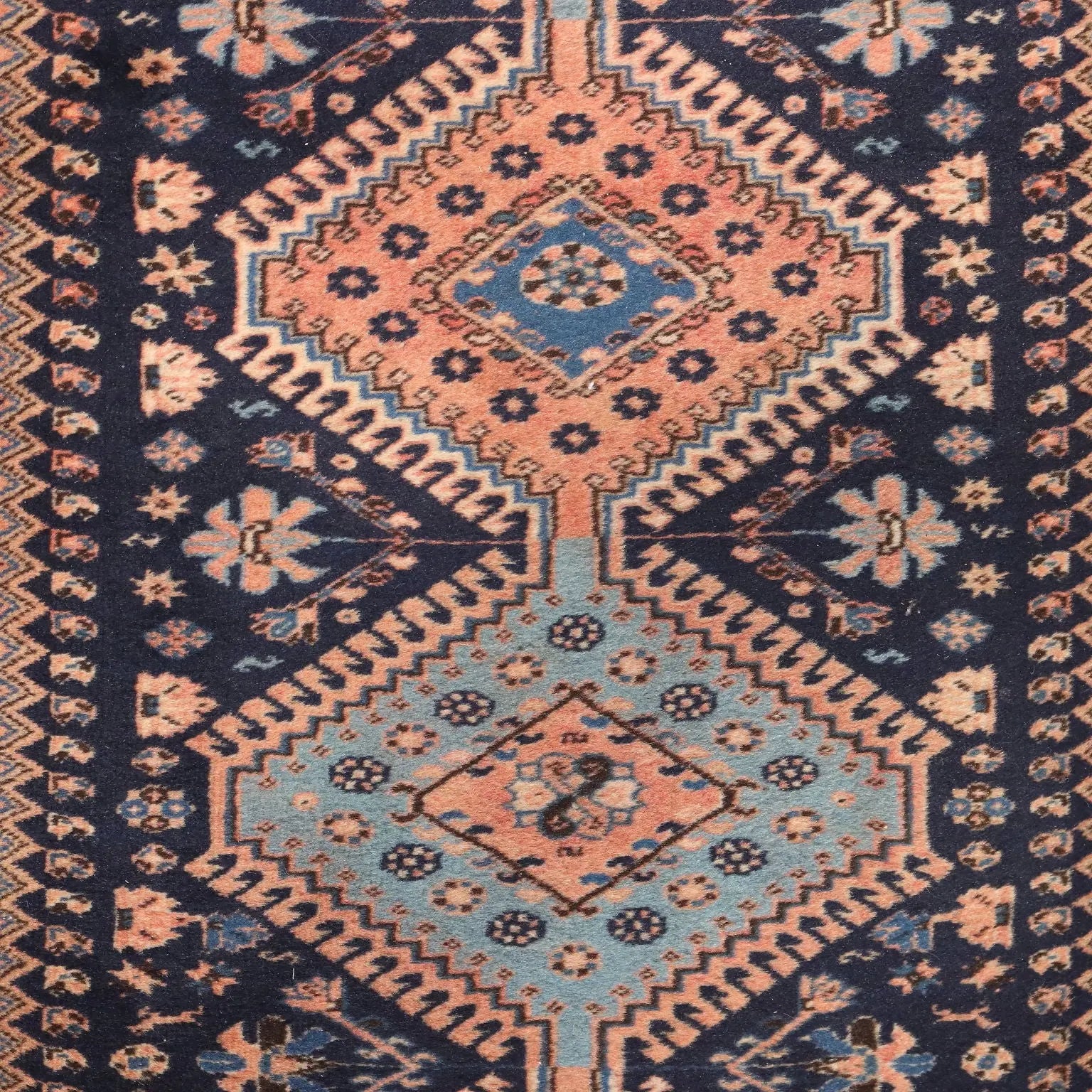 Antique Asian Carpet Wool Heavy Knot Handmade 75 x 34 In