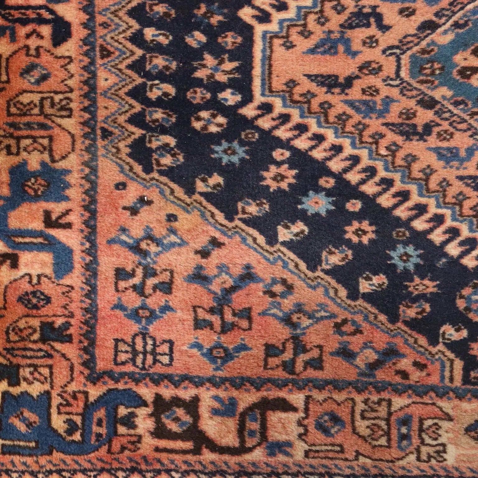 Antique Asian Carpet Wool Heavy Knot Handmade 75 x 34 In