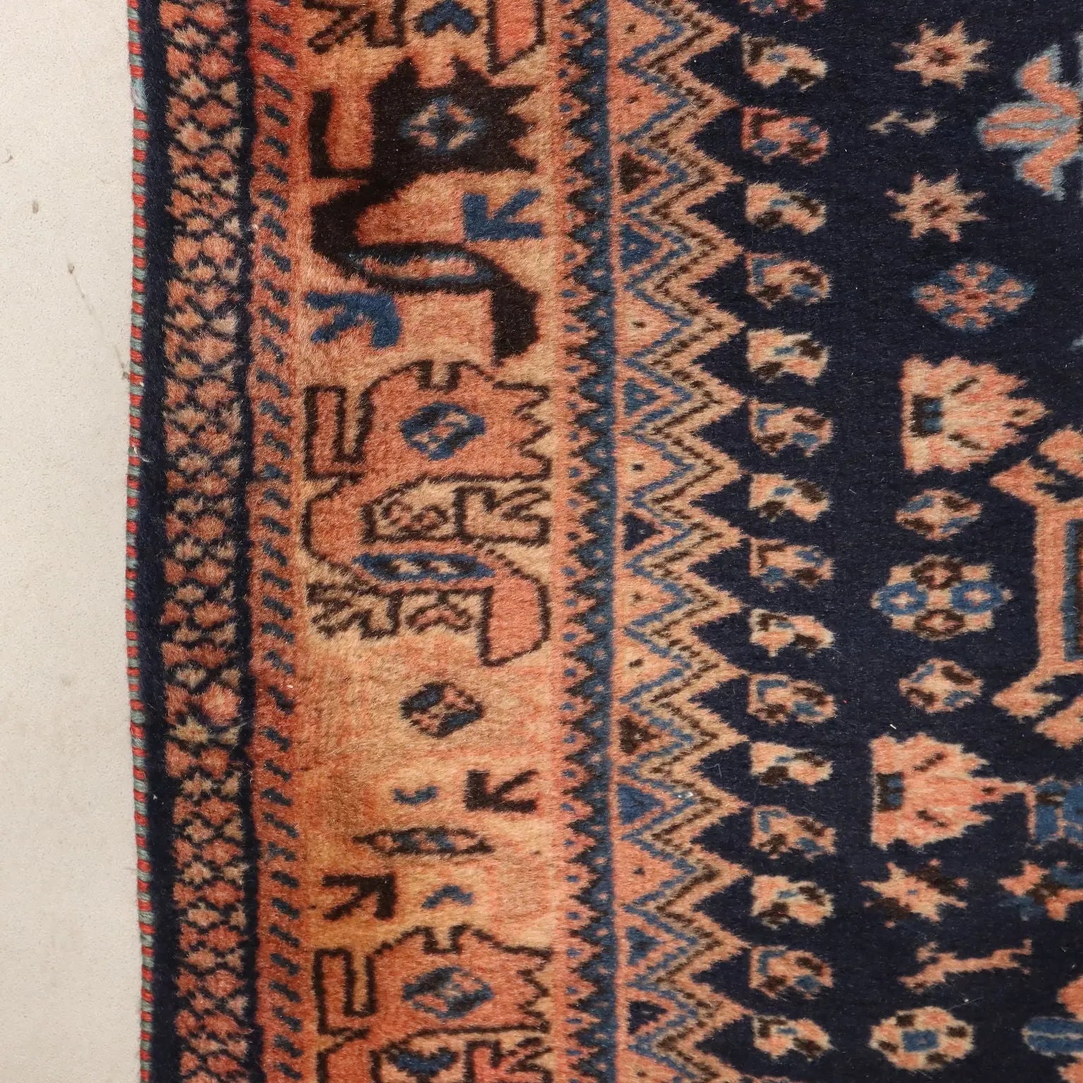 Antique Asian Carpet Wool Heavy Knot Handmade 75 x 34 In