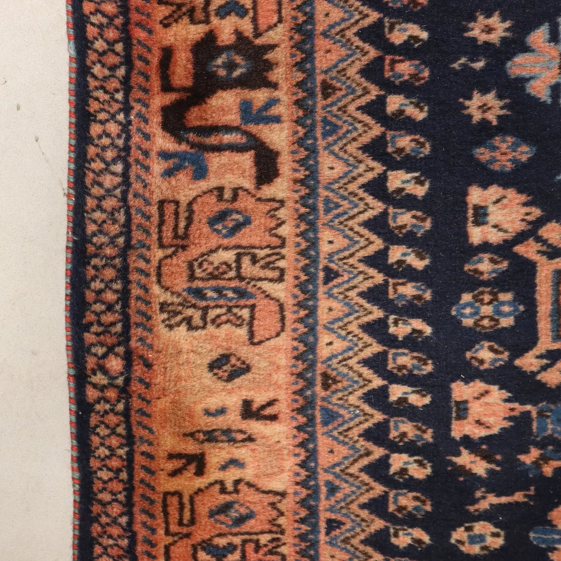 Antique Asian Carpet Wool Heavy Knot Handmade 75 x 34 In