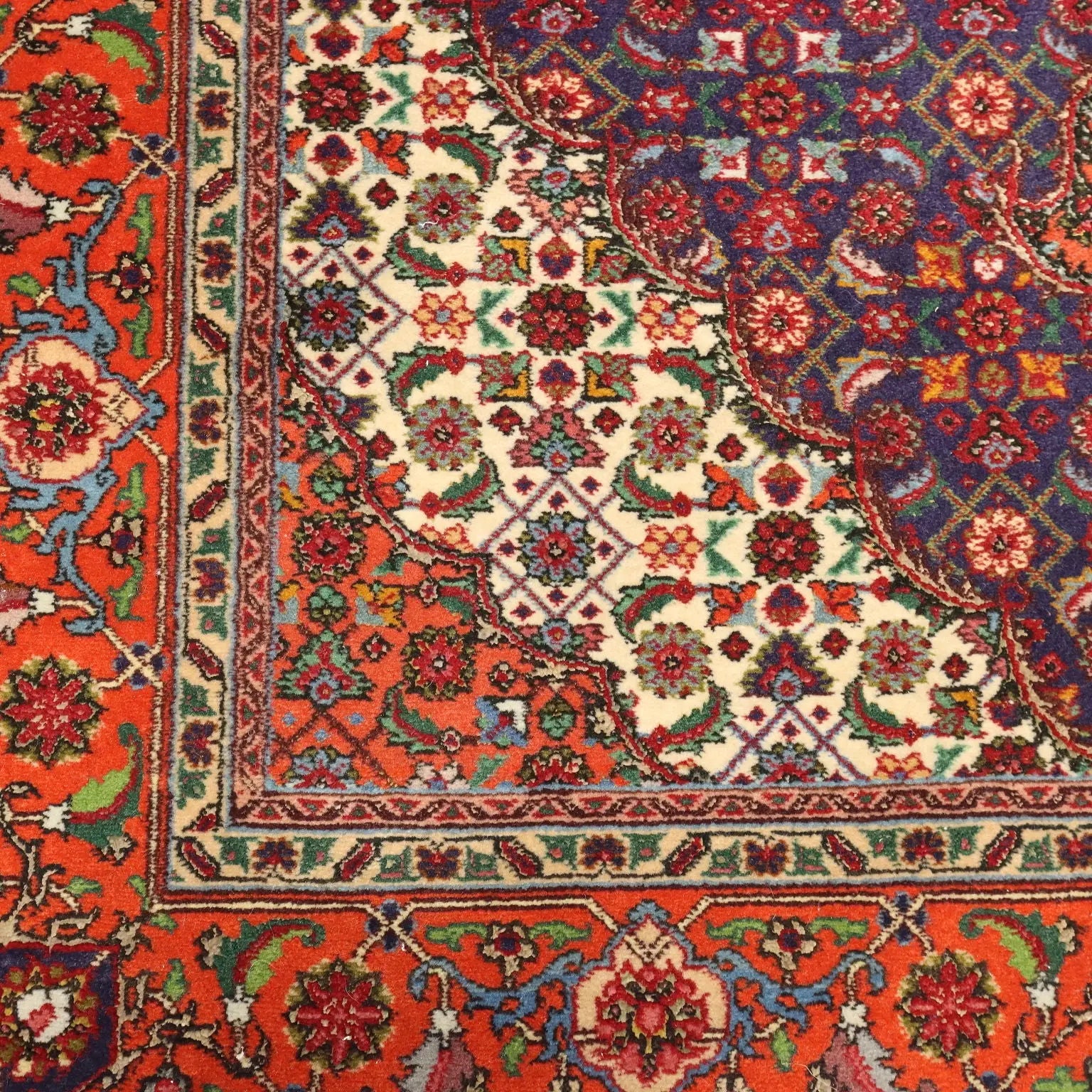 Antique Asian Carpet Cotton Wool Silk Thin Knot 57 x 39 In