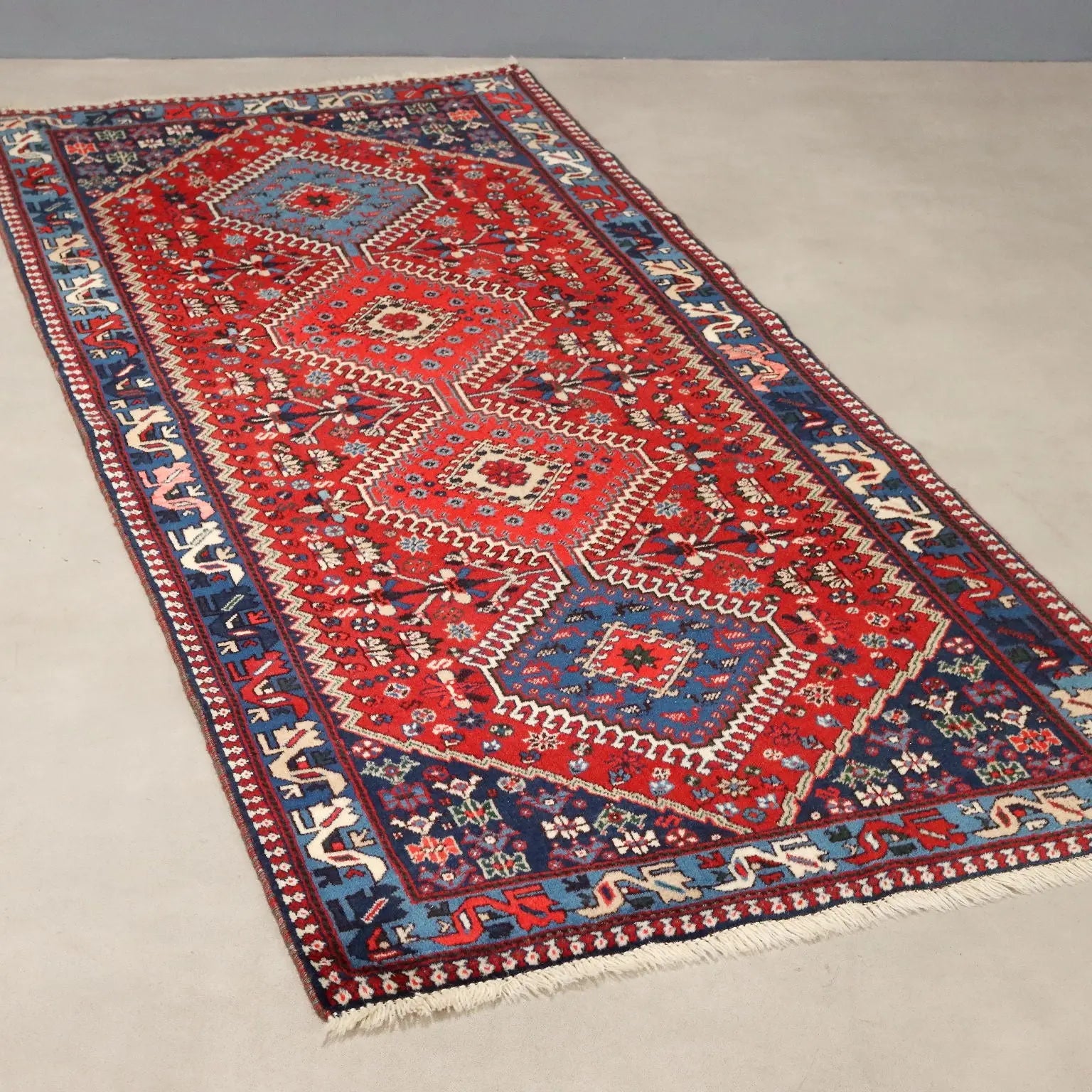 Antique Asian Carpet Wool Heavy Knot Handmade 79 x 34 In