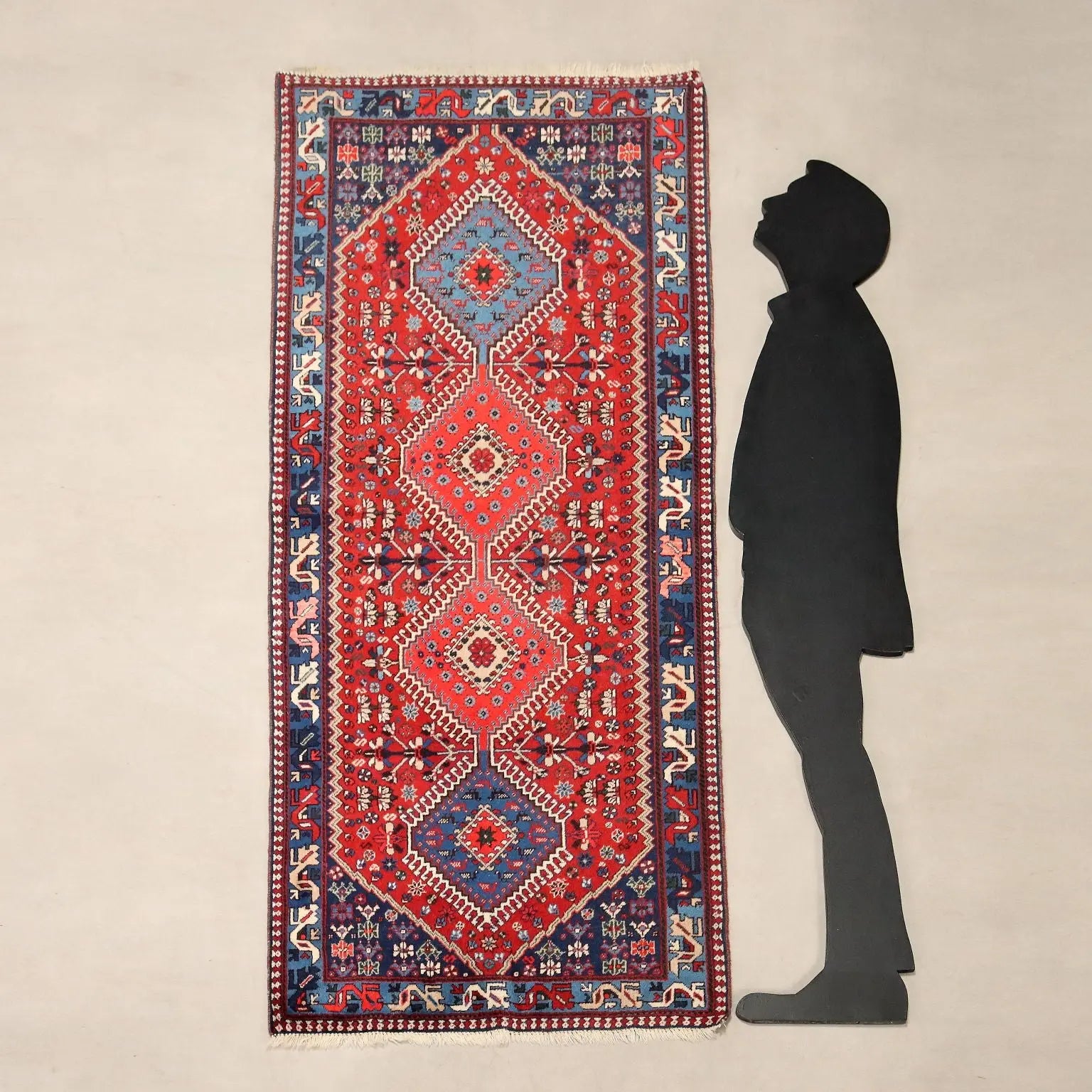 Antique Asian Carpet Wool Heavy Knot Handmade 79 x 34 In
