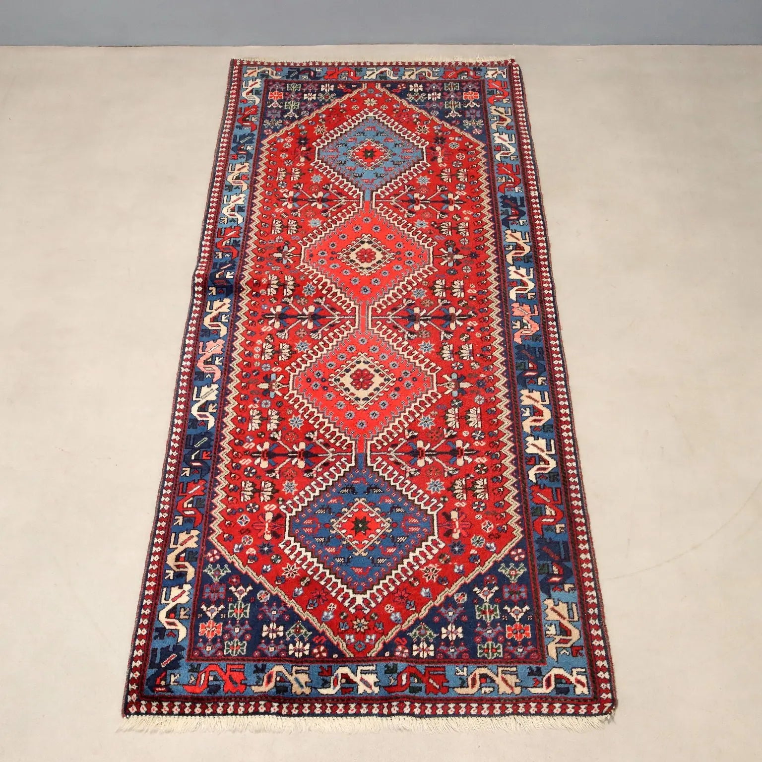 Antique Asian Carpet Wool Heavy Knot Handmade 79 x 34 In