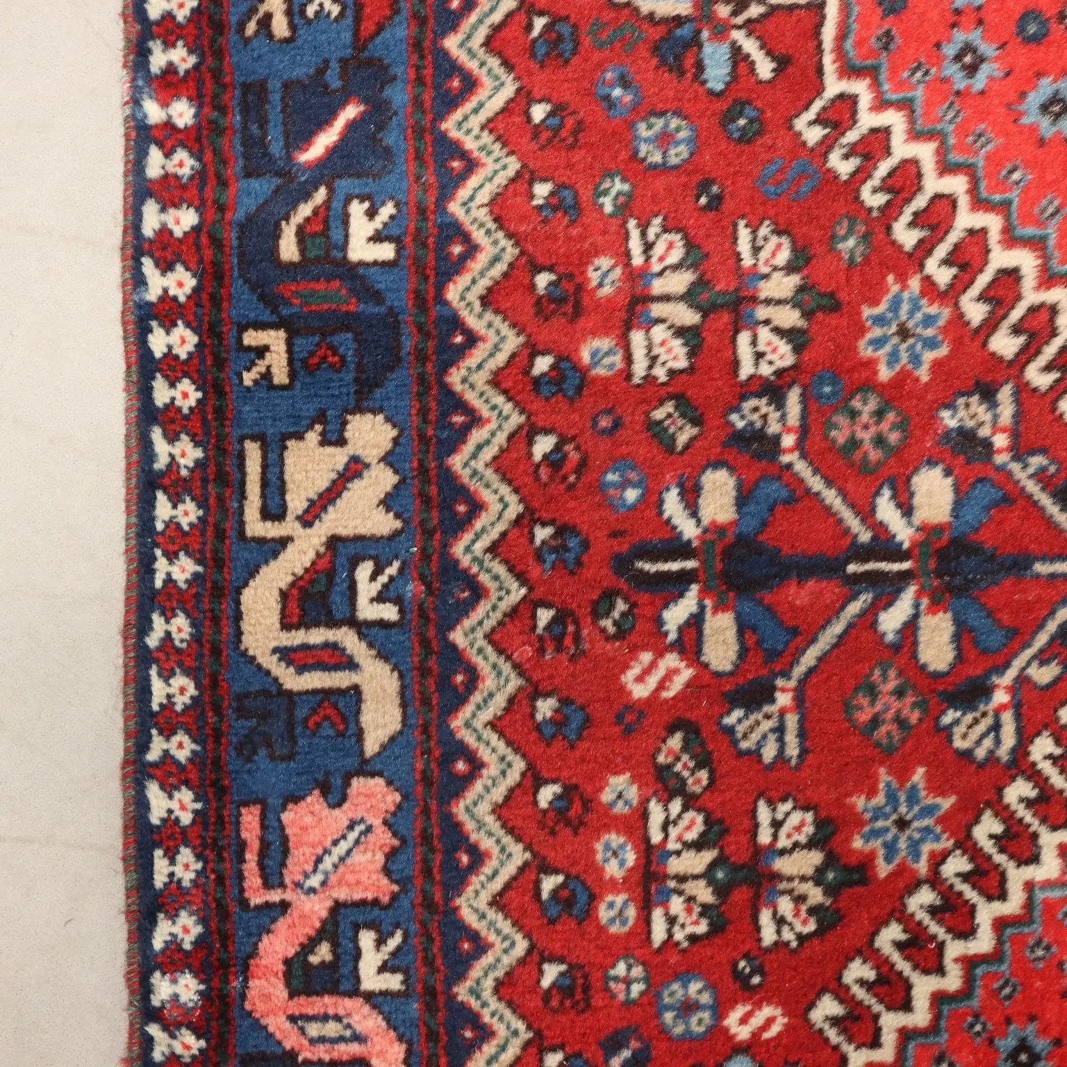Antique Asian Carpet Wool Heavy Knot Handmade 79 x 34 In