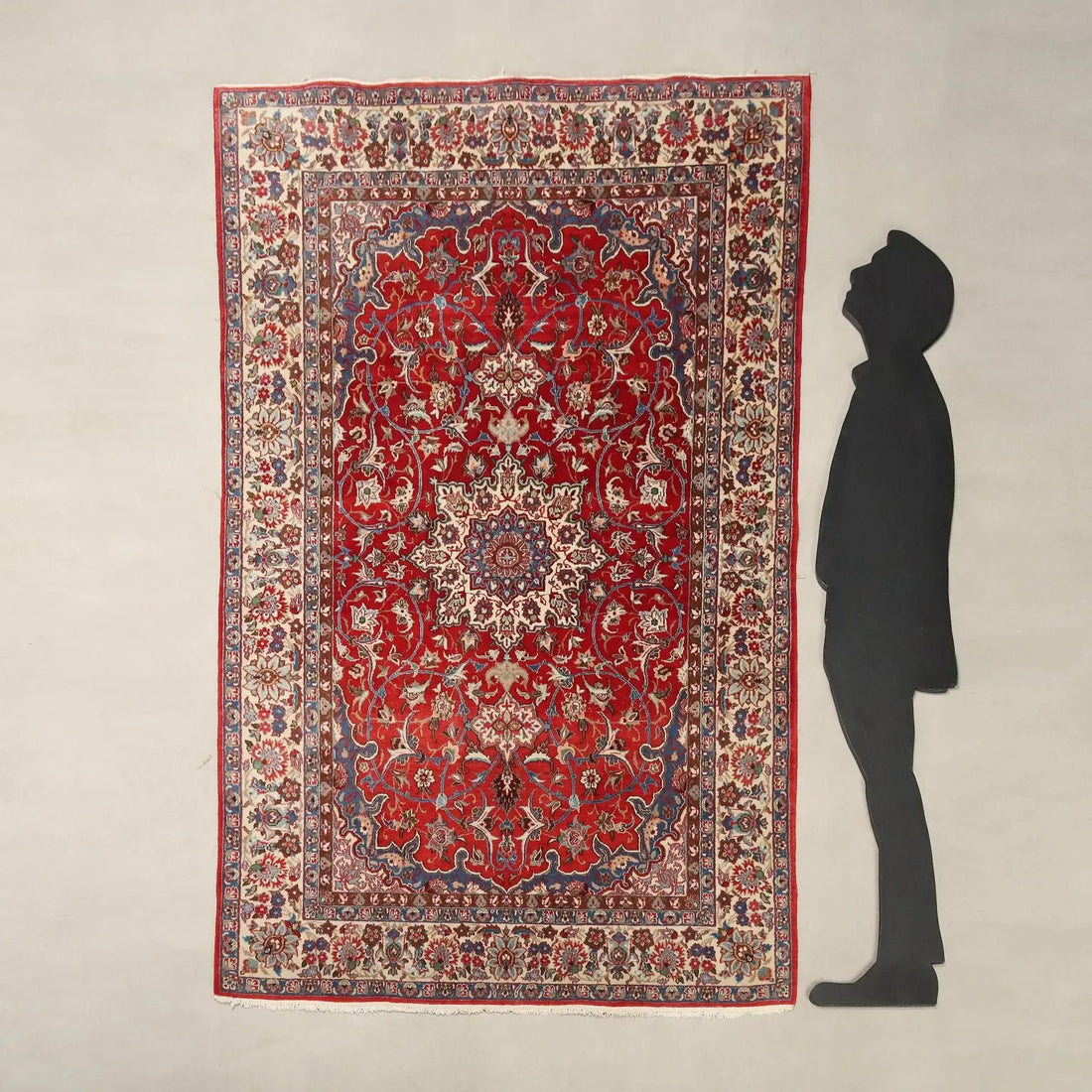 Antique Asian Carpet Wool Cotton Extra-Thin Knot 83 x 57 In