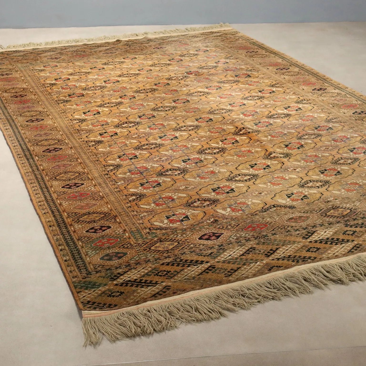 Antique Bukhara Carpet Wool Thin Knot Handmade 125 x 81 In
