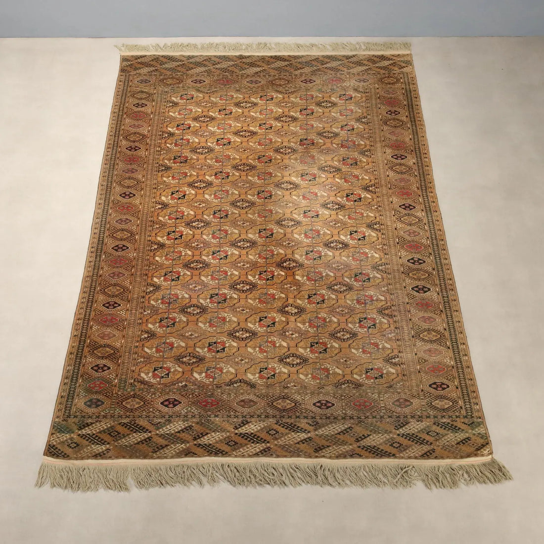 Antique Bukhara Carpet Wool Thin Knot Handmade 125 x 81 In