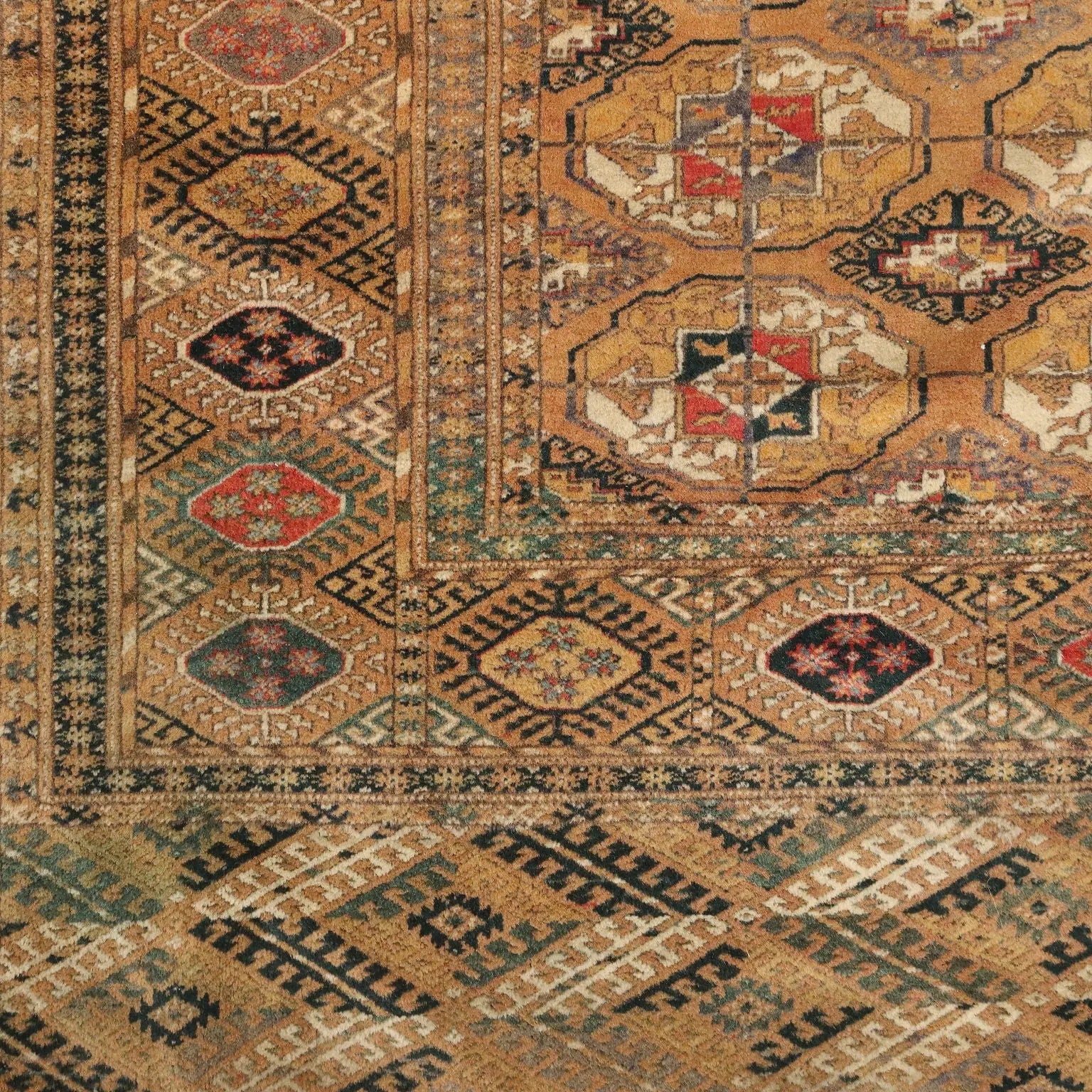 Antique Bukhara Carpet Wool Thin Knot Handmade 125 x 81 In