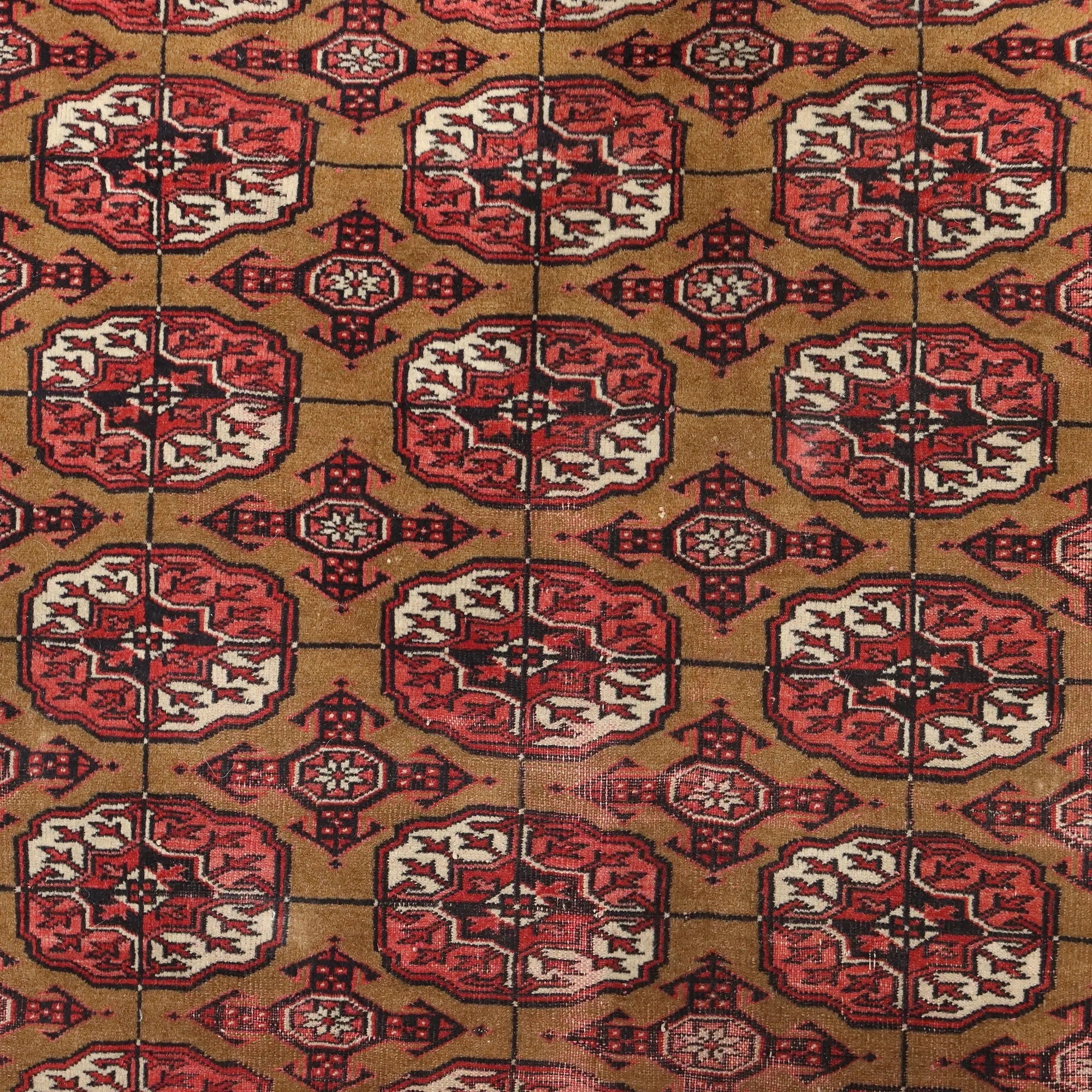 Antique Bukhara Carpet Cotton Wool Thin Knot Pakistan 110 x 75 In