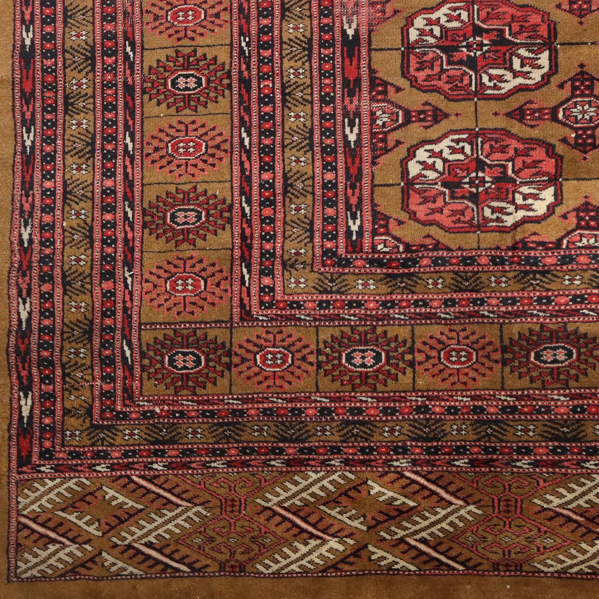 Antique Bukhara Carpet Cotton Wool Thin Knot Pakistan 110 x 75 In