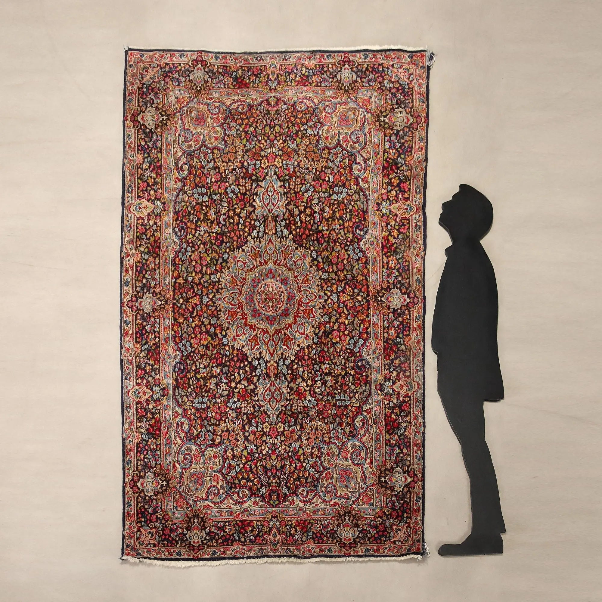 Antique Asian Carpet Cotton Wool Heavy Knot 96 x 61 In