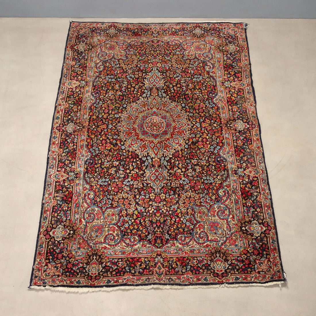 Antique Asian Carpet Cotton Wool Heavy Knot 96 x 61 In