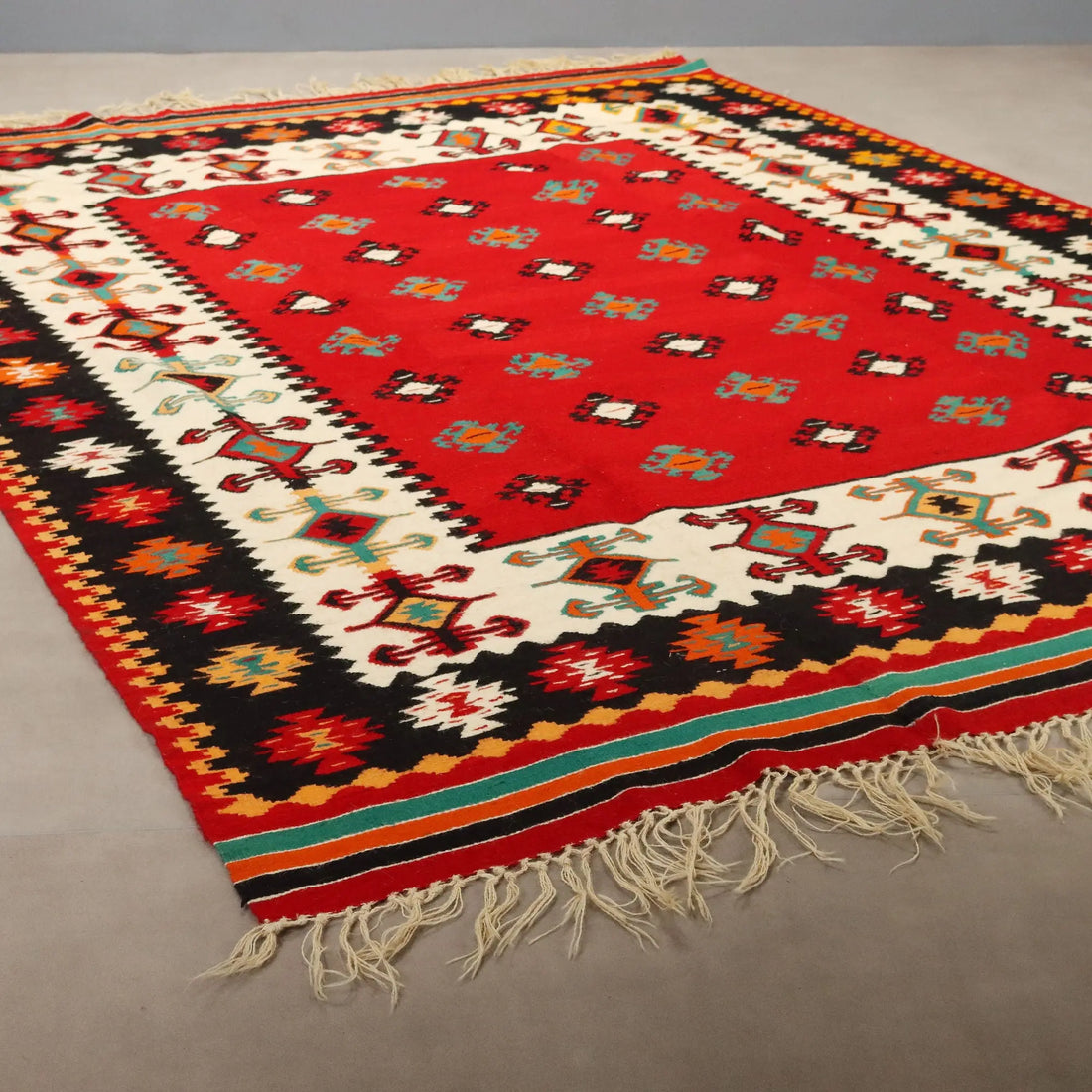 Antique Asian Carpet Wool Handmade Thin Knot 130 x 98 In