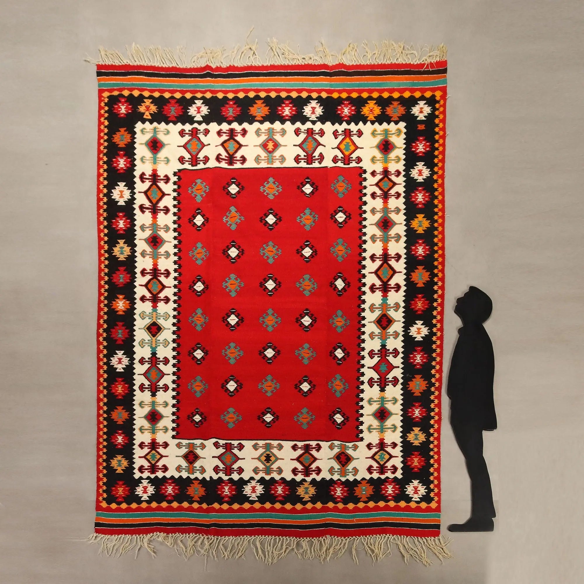 Antique Asian Carpet Wool Handmade Thin Knot 130 x 98 In