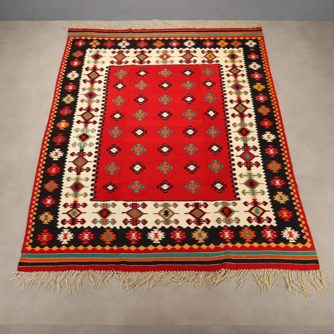 Antique Asian Carpet Wool Handmade Thin Knot 130 x 98 In