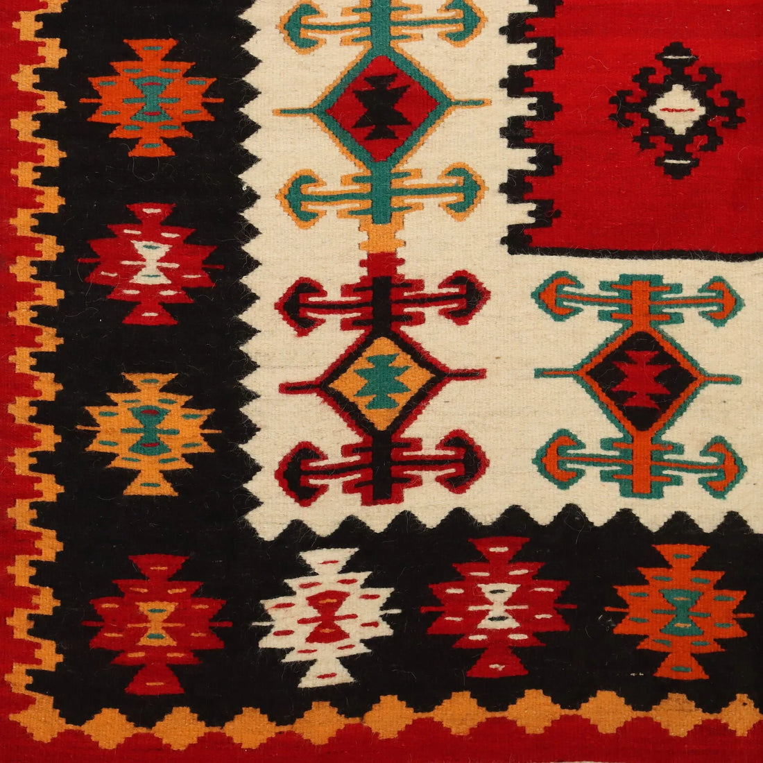 Antique Asian Carpet Wool Handmade Thin Knot 130 x 98 In