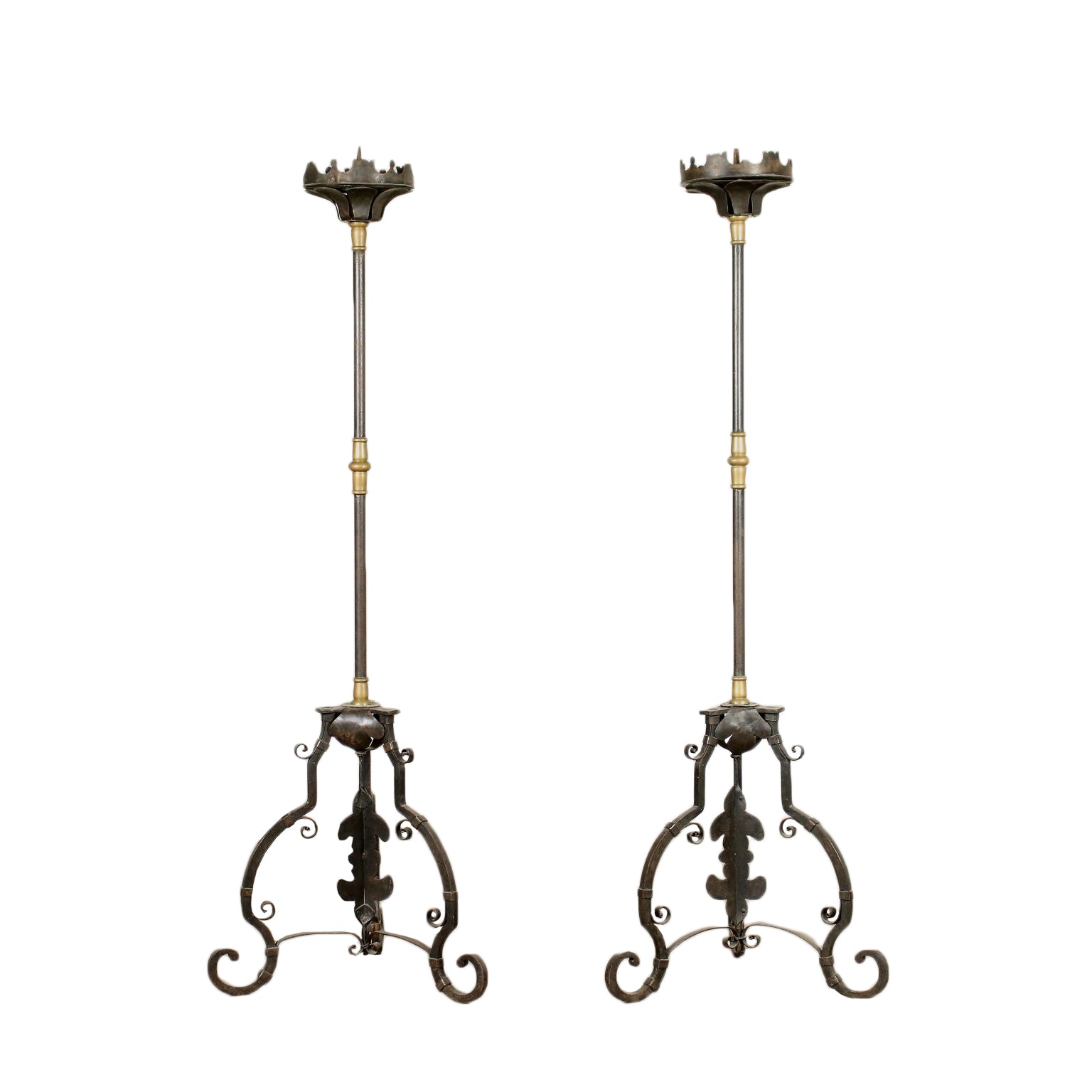 Pair of Antique Torch Holders Wrought Iron Italy XIX Century | Antiques  Lighting