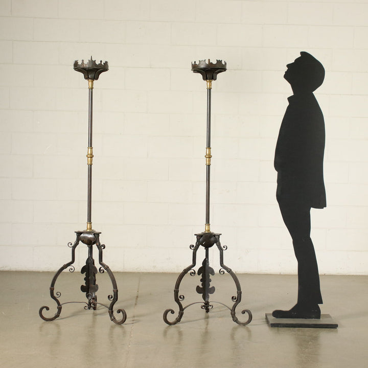 Pair of Antique Torch Holders Wrought Iron Italy XIX Century | Antiques  Lighting