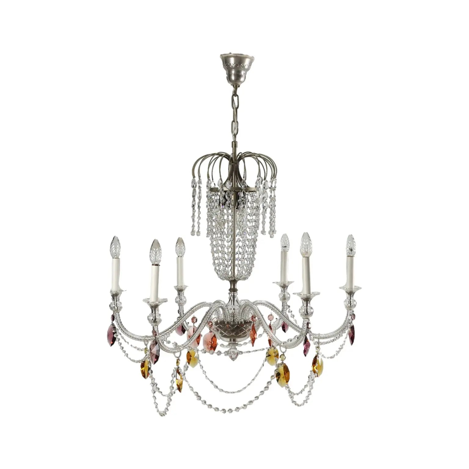 Antique Chandelier 6-Lights Glass Italy XX Century | Antiques | Lighting