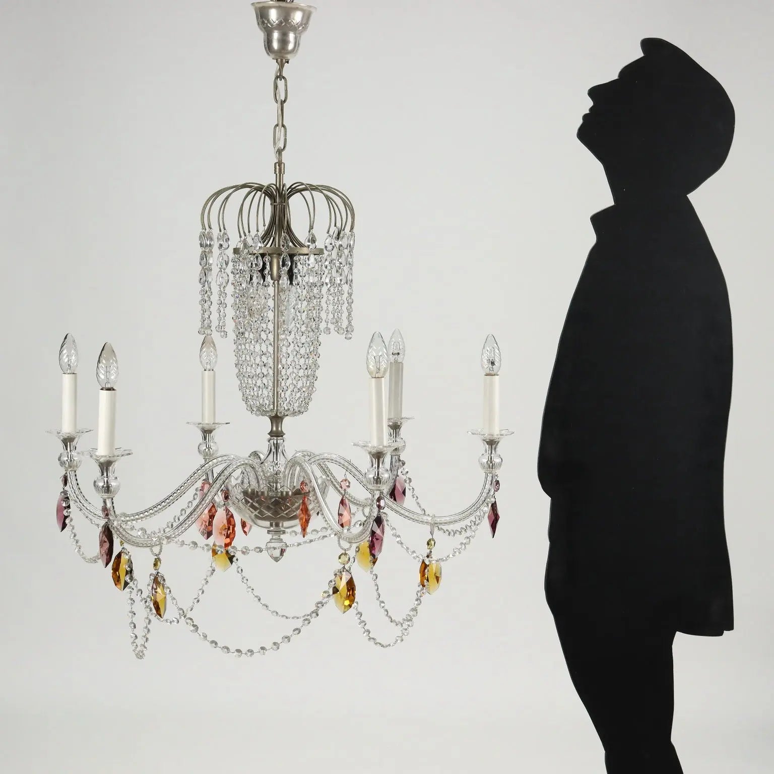 Antique Chandelier 6-Lights Glass Italy XX Century | Antiques | Lighting