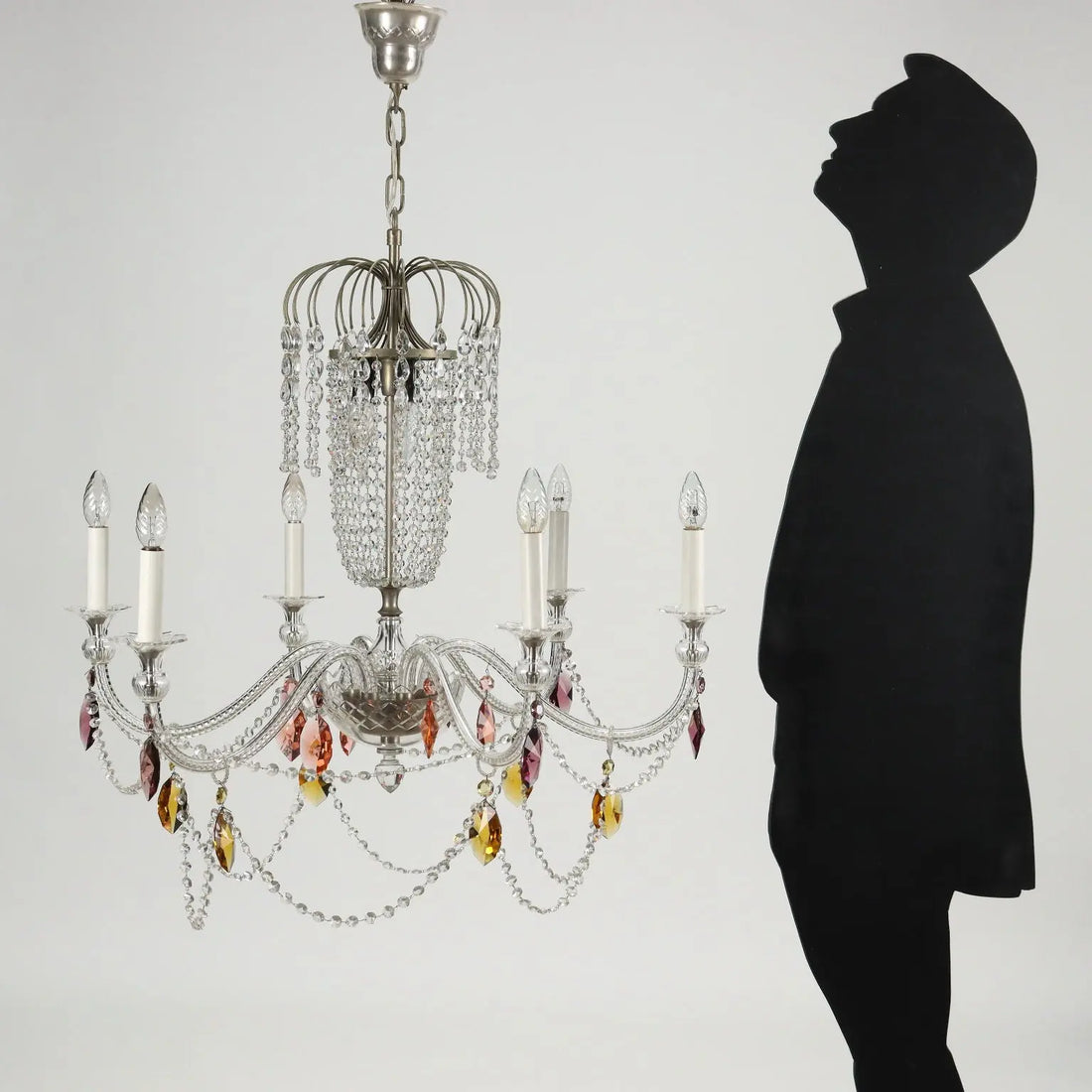 Antique Chandelier 6-Lights Glass Italy XX Century | Antiques | Lighting