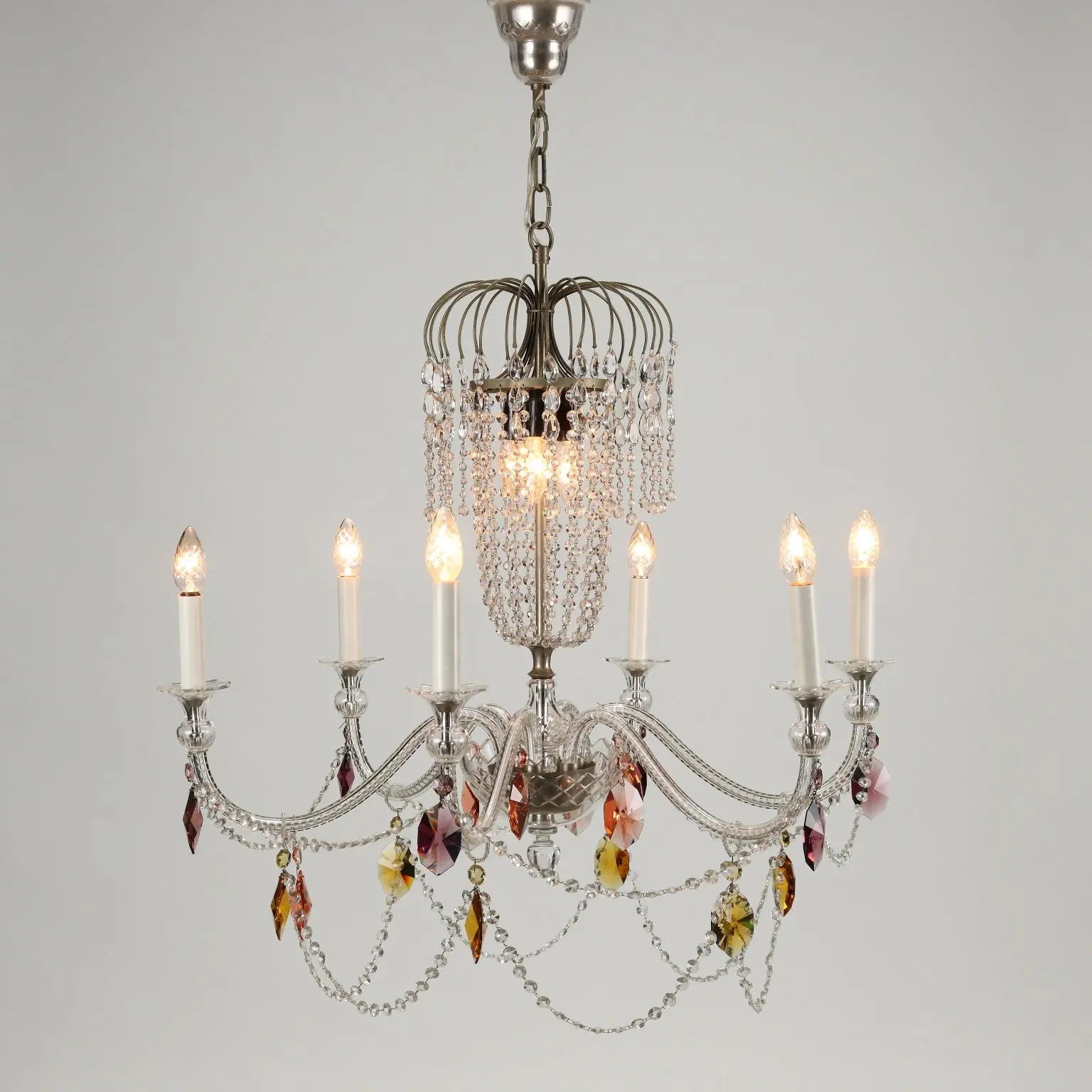 Antique Chandelier 6-Lights Glass Italy XX Century | Antiques | Lighting