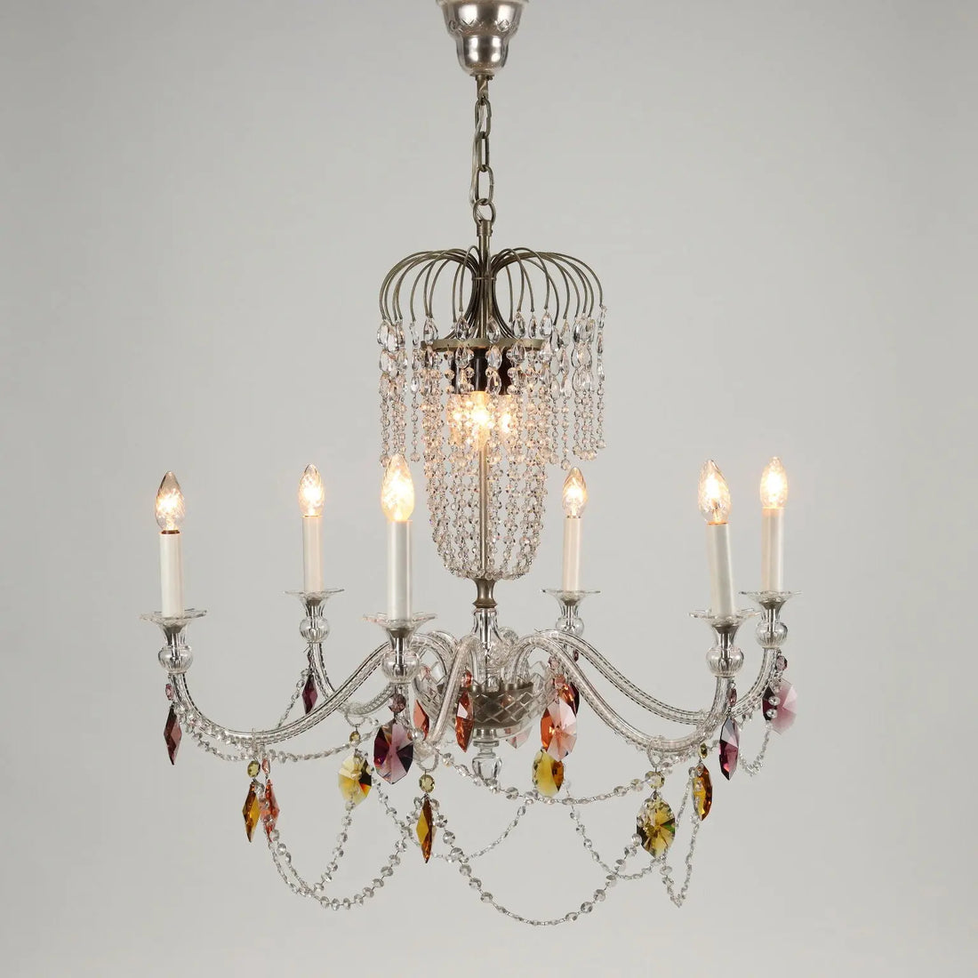 Antique Chandelier 6-Lights Glass Italy XX Century | Antiques | Lighting