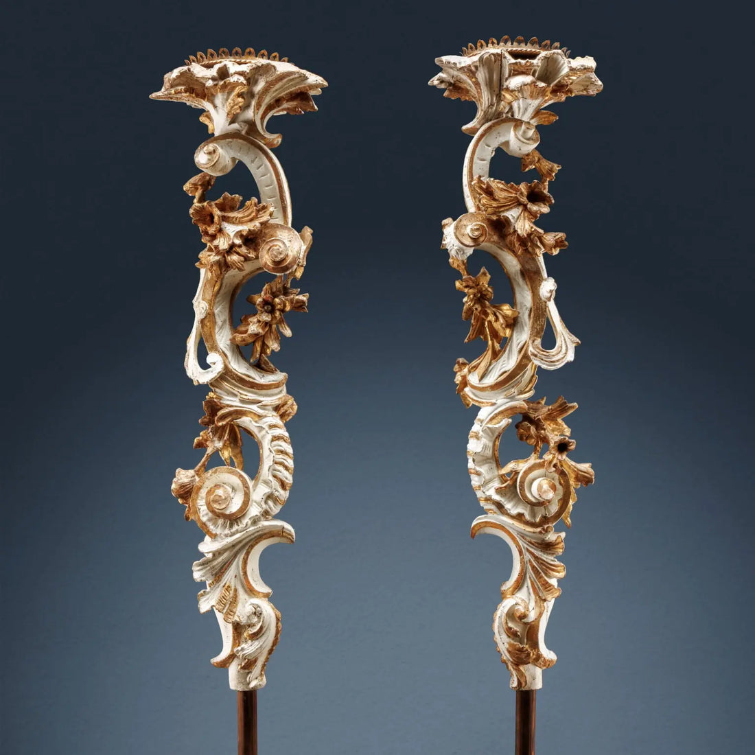Pair of Antique Baroque Style Candle-Holders Wood Italy 1750 ca. - Milan, 1750 ca. | Antiques | Lighting
