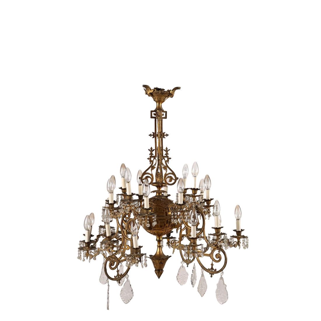 Ancient Neo-Gothic Chandelier Crystal Gilded Bronze XIX Century - Italy Third Quarter 19th Century | Antiques  Lighting